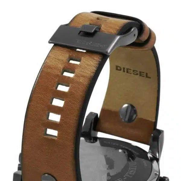 Diesel Mr. Daddy 2.0 DZ7332 Men’s Chronograph Watch – Brown Leather Strap, 57mm Oversized Case
