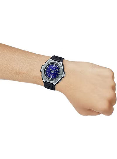 Casio Men's Analog Quartz Watch MWA-100H-2AVDF – Black Resin Band, Blue Dial