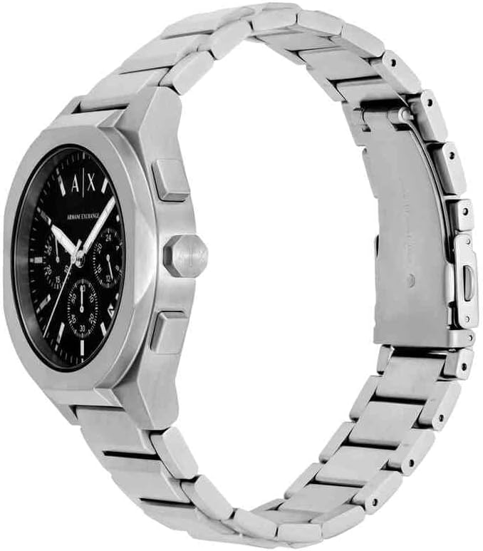 Armani Exchange Men's Chronograph Watch, Silver-Tone with Black Dial, AX4186