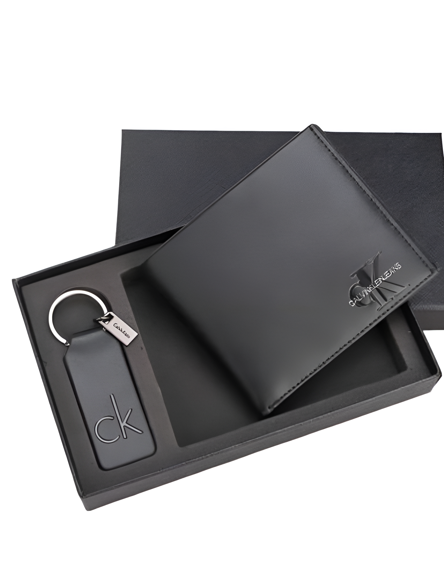 CK Black Leather Wallet & Keychain Set For Men #9