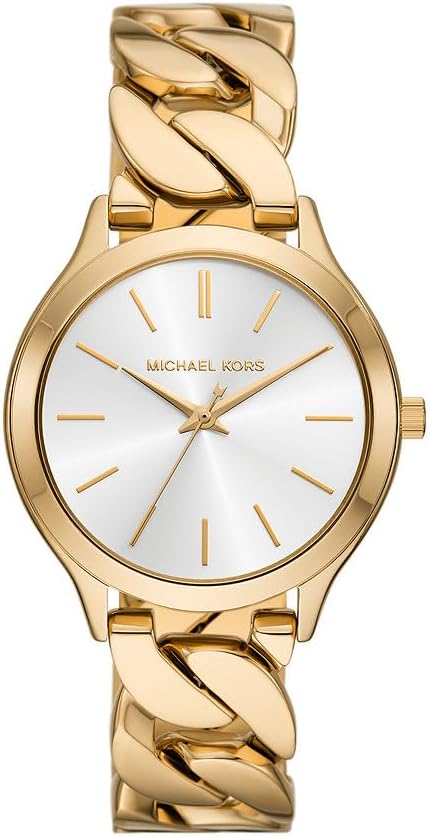 Michael Kors Runway Women’s Watch MK7472 – 38mm Gold Stainless Steel Three-Hand Quartz Timepiece