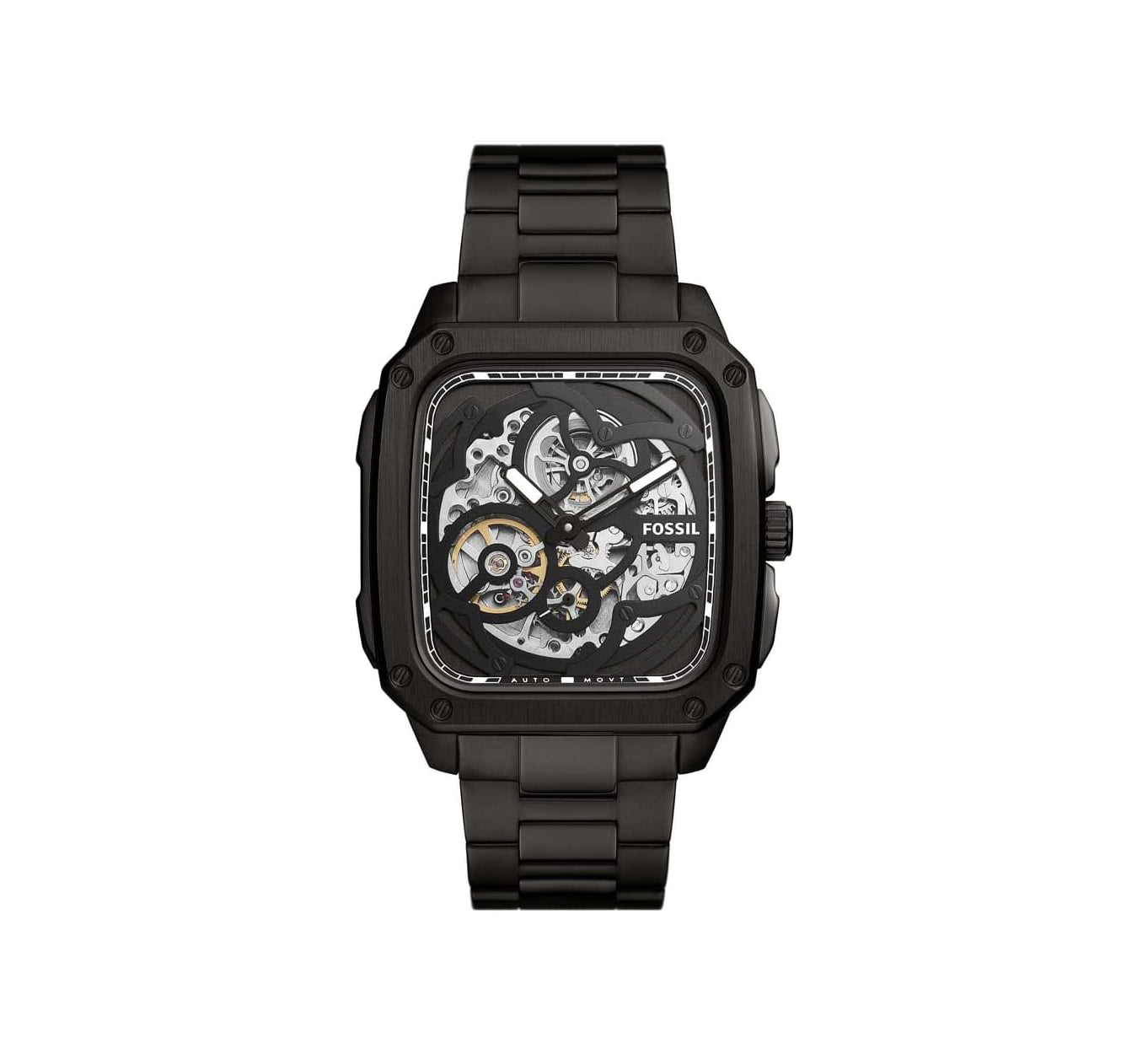 Fossil Inscription Automatic Skeleton Watch for Men – Black Dial & Black Stainless Steel Strap (BQ2574)