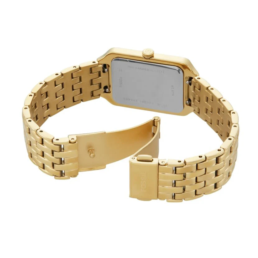 Stylish Women’s Raquel Three-Hand Date Gold-Tone Stainless Steel Watch – 26 mm, Quartz Analog, Green Dial (ES5341)