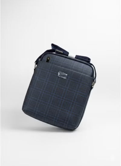 Lacoste Men's Vertical Crossbody Messenger Bag – Navy Blue Windowpane Check#9