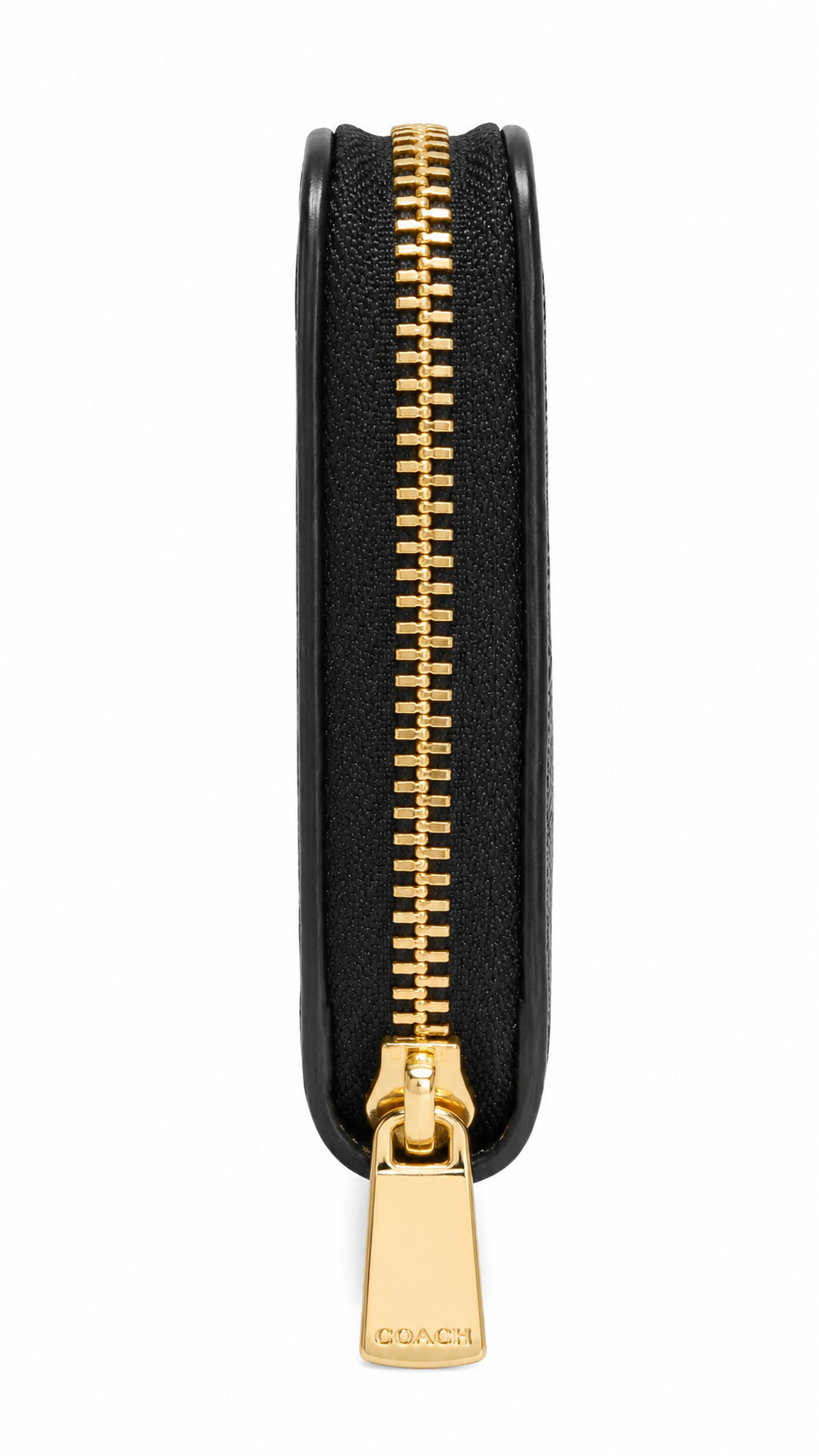 COACH Women's Signature Canvas Zip Around Wallet with Black Leather Stripe & Gold-Tone Hardware – Brown#06