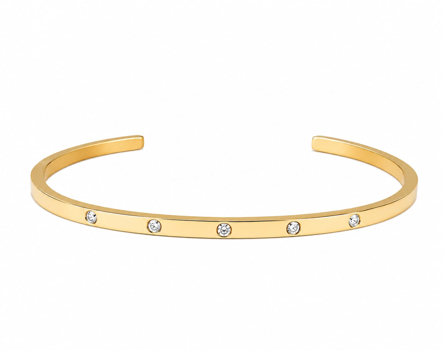 Elegant Gold Stainless Steel Open Cuff Bracelet – Minimal Luxury Jewelry for Women#025