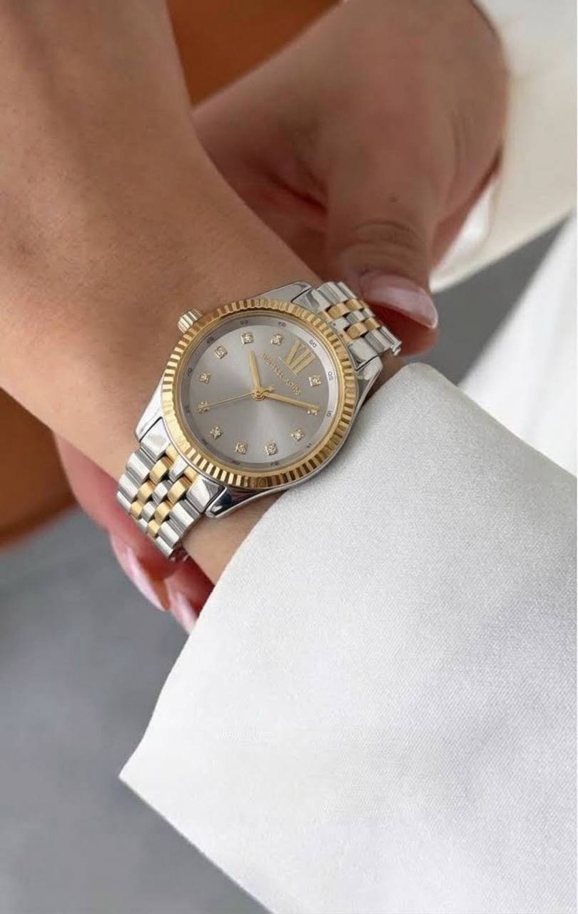 Michael Kors Lexington Women’s Watch Gift Set MK4815 – White Dial Two-Tone Stainless Steel with Pavé Bracelets