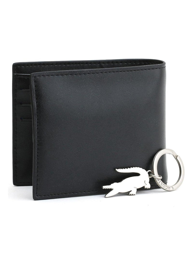LC Black Leather Wallet-Keychain Set For Men #6