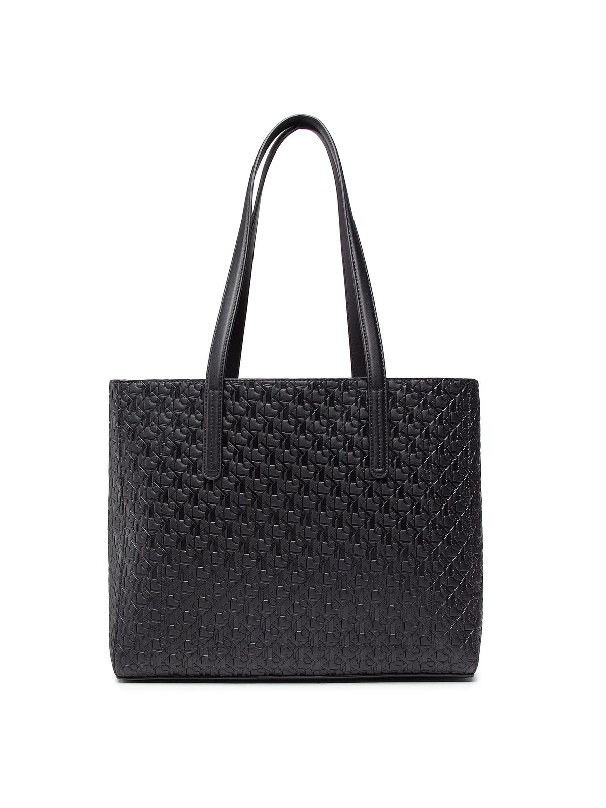 Calvin Klein Jeans Monogram Embossed Black Shopper Tote Bag #0028