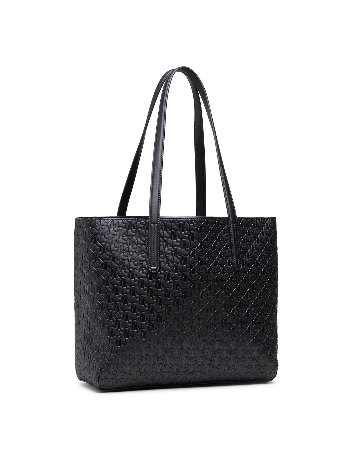 Calvin Klein Jeans Monogram Embossed Black Shopper Tote Bag #0028