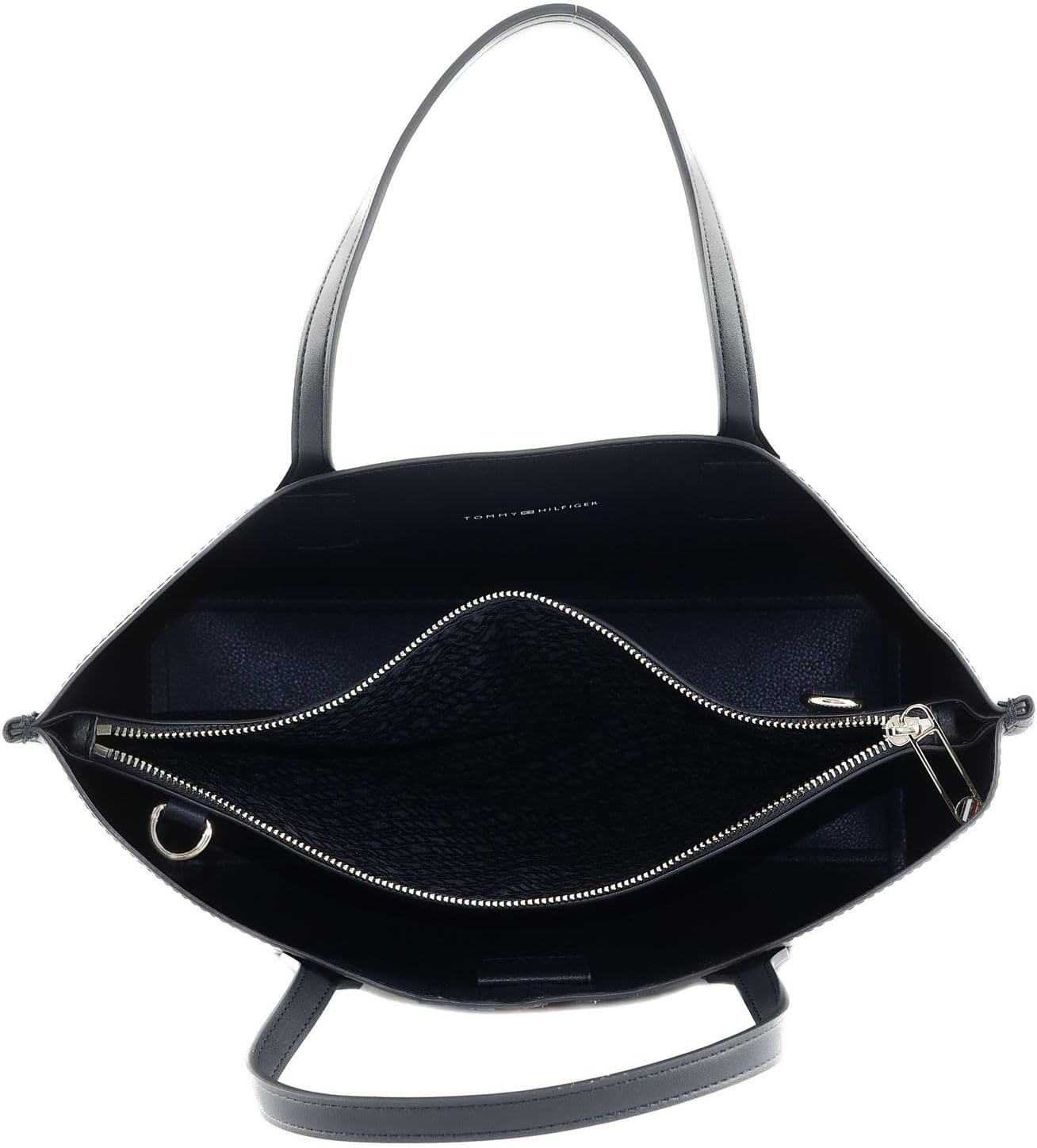 Tommy Hilfiger Black Iconic Logo Detail Textured Tote Bag – Natural/Milk Logo #23
