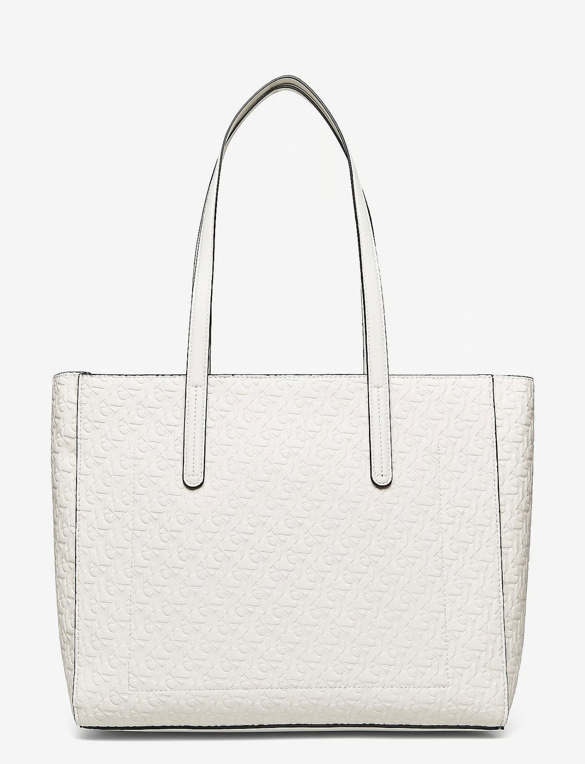 Calvin Klein Jeans Monogram Embossed White Shopper Tote Bag #0027