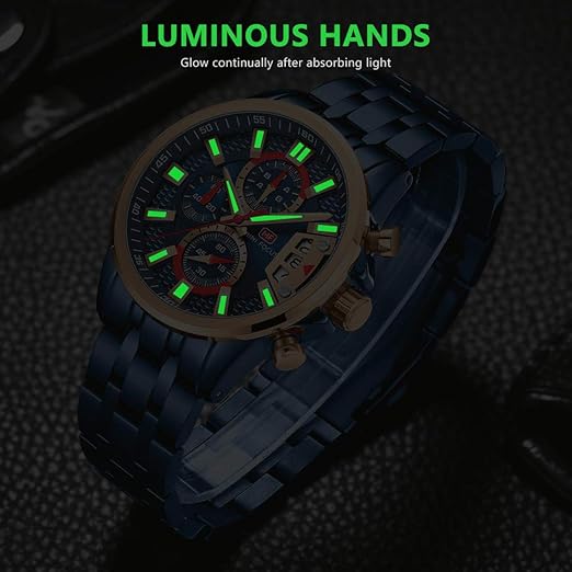 Mini Focus MF0352G.03 Men’s Chronograph Quartz Watch – Blue Stainless Steel Strap, 42mm Case