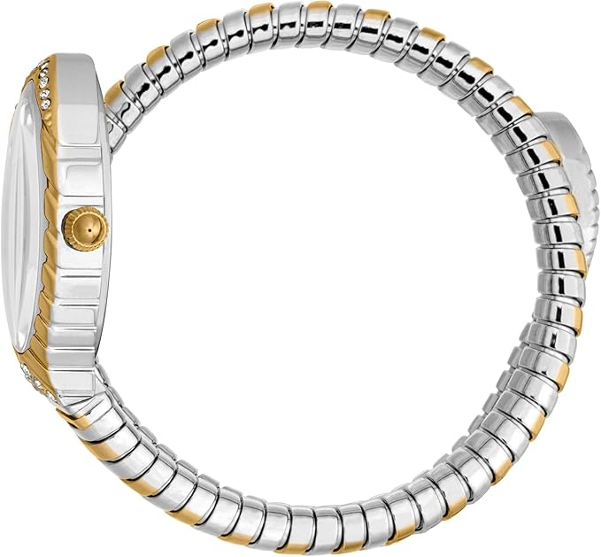Just Cavalli Women’s JC1L322M0055 Quartz Watch – Unica Snake Design, Silver Dial & Two-Tone Stainless Steel Bracelet