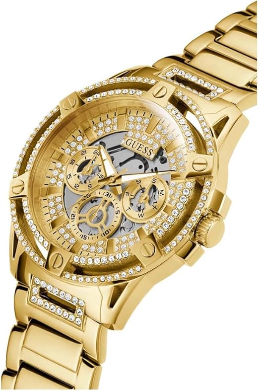 Guess King Men’s Watch GW0497G2 – 48mm Gold-Tone Case with Black Silicone Strap