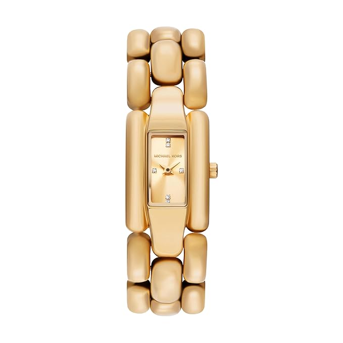 Michael Kors Hally MK4921 Women’s Gold Rectangular Dress Watch – Stainless Steel Quartz Minimalist Luxury Timepiece