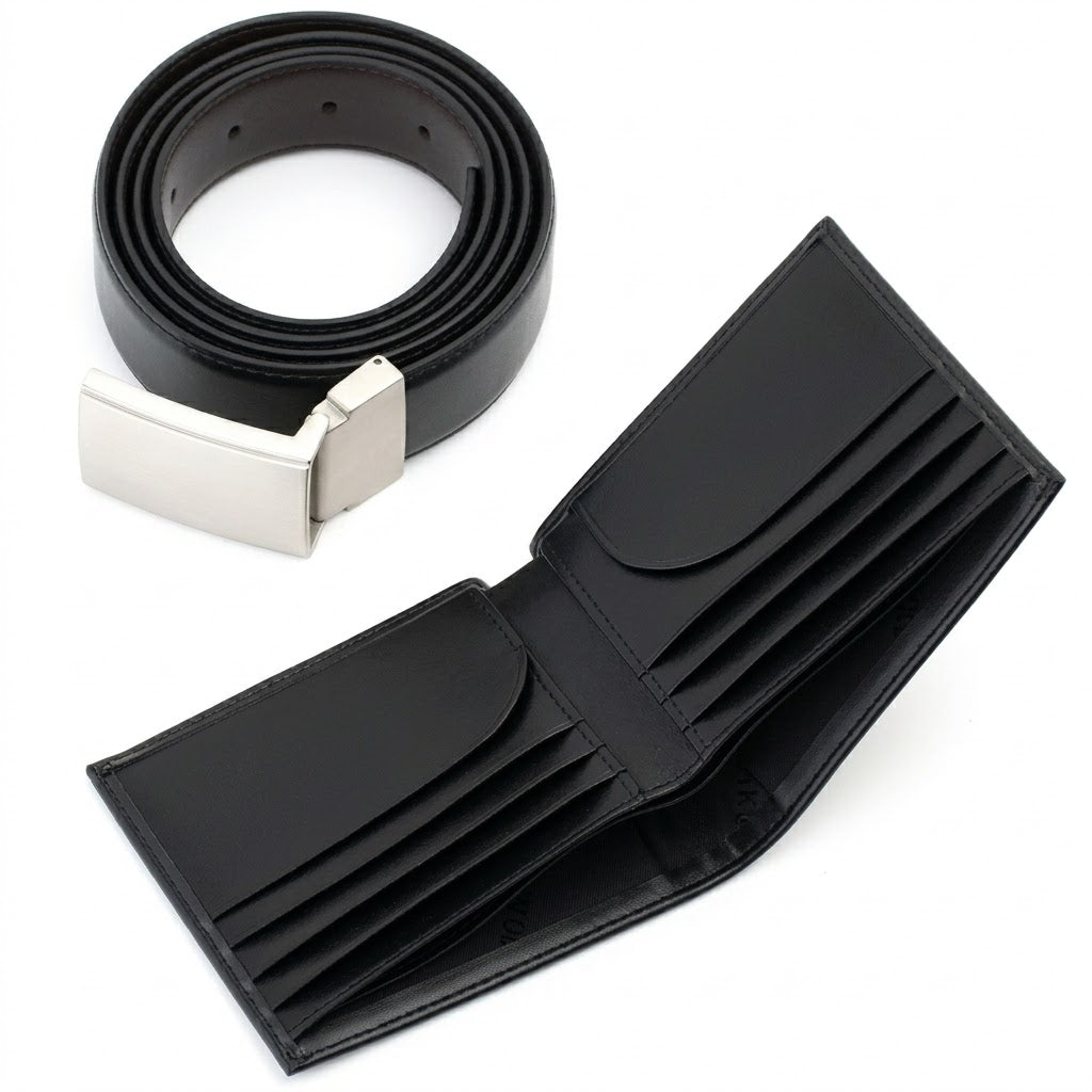 Calvin Klein Men’s Leather Belt & Wallet Gift Set – Black Premium Accessories Combo#16
