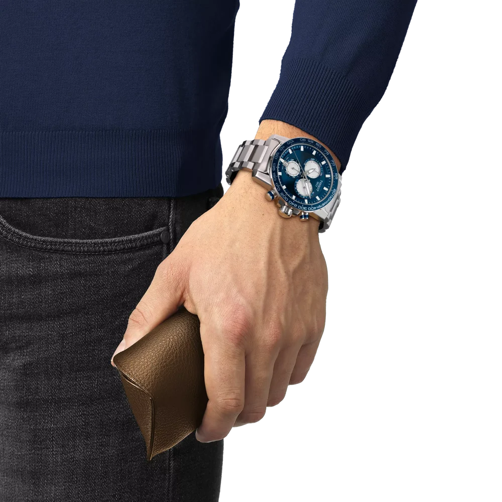Tissot Supersport Chrono Men's Swiss Quartz Chronograph Watch T125.617.11.041.00 – 45.5 mm, Blue Dial & Stainless Steel Bracelet