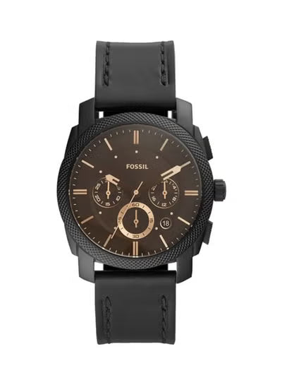 Fossil Machine Chronograph Men's Watch FS5586 – Brown Dial & Black Leather Strap