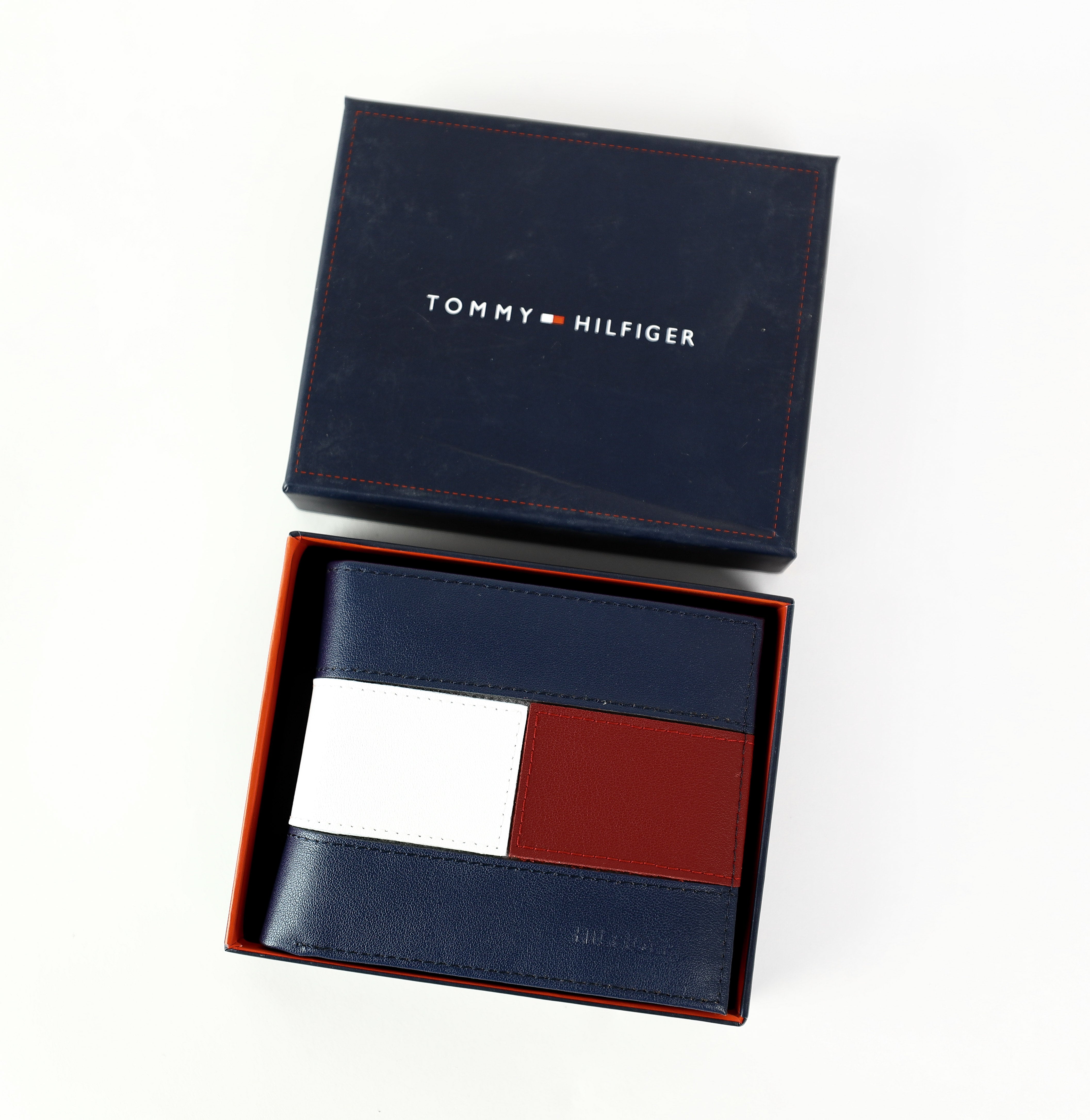 TH Navy Leather Bifold Wallet For Men #53