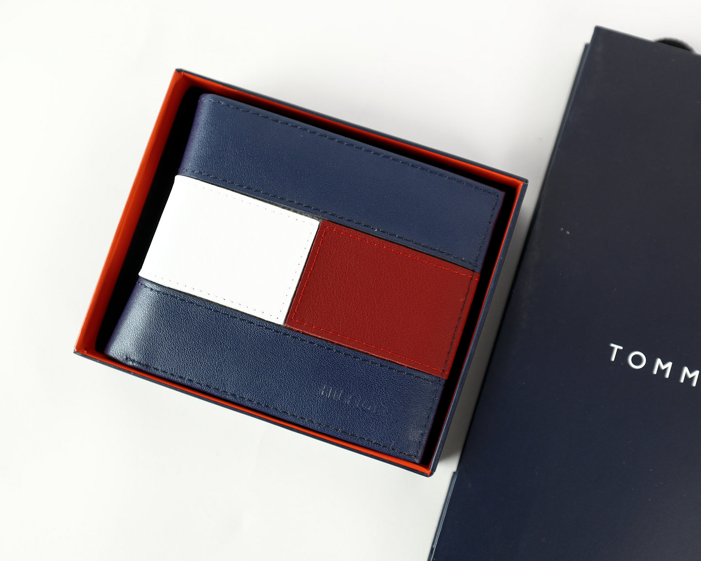 TH Navy Leather Bifold Wallet For Men 4#