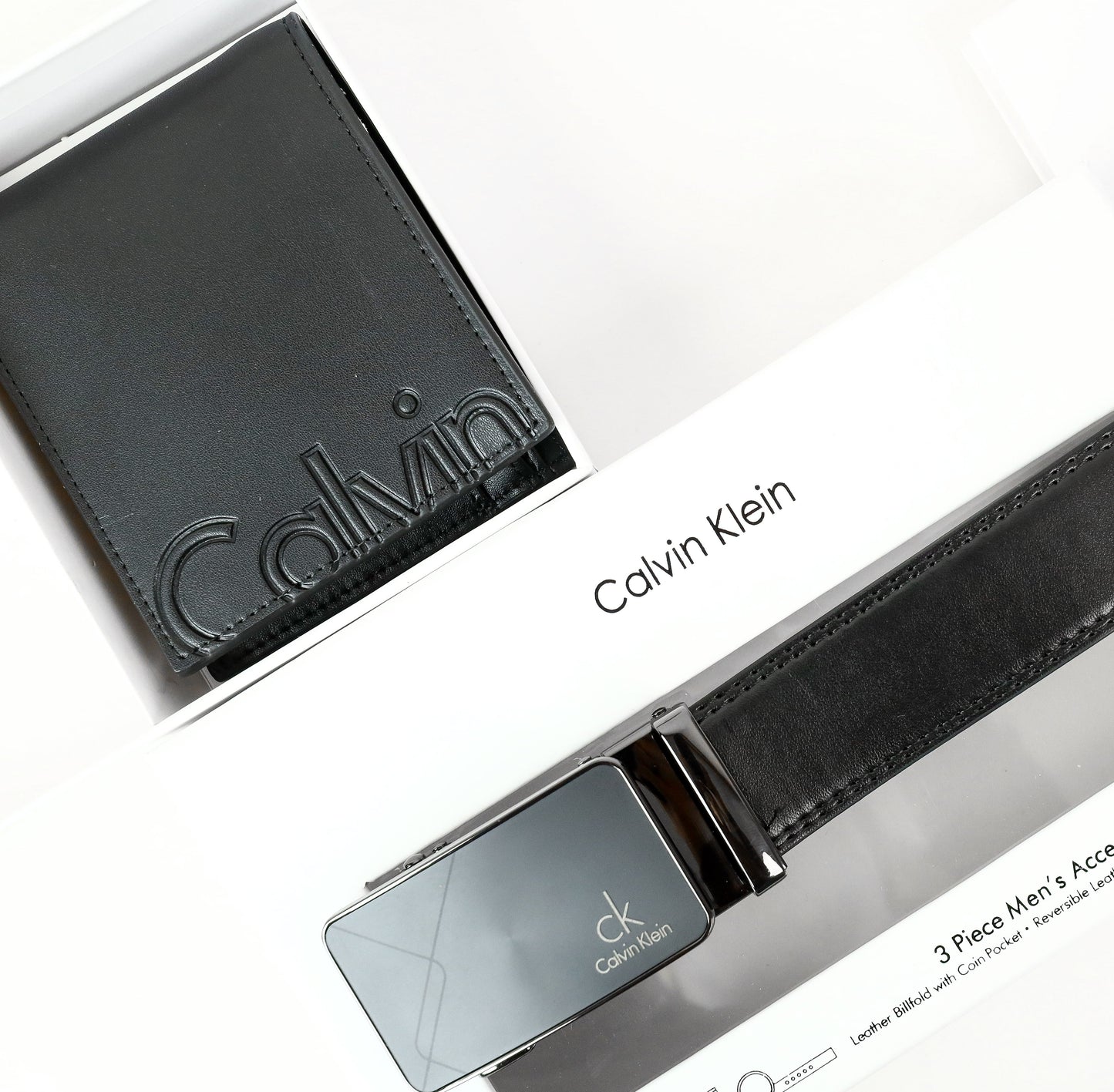 CK Black Leather Wallet-Belt Set For Men 8#