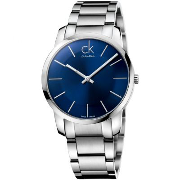 Calvin Klein Men's Watch K2G2114N – City Collection, Blue Dial, Stainless Steel Strap, Quartz Movement, 50M Water Resistant