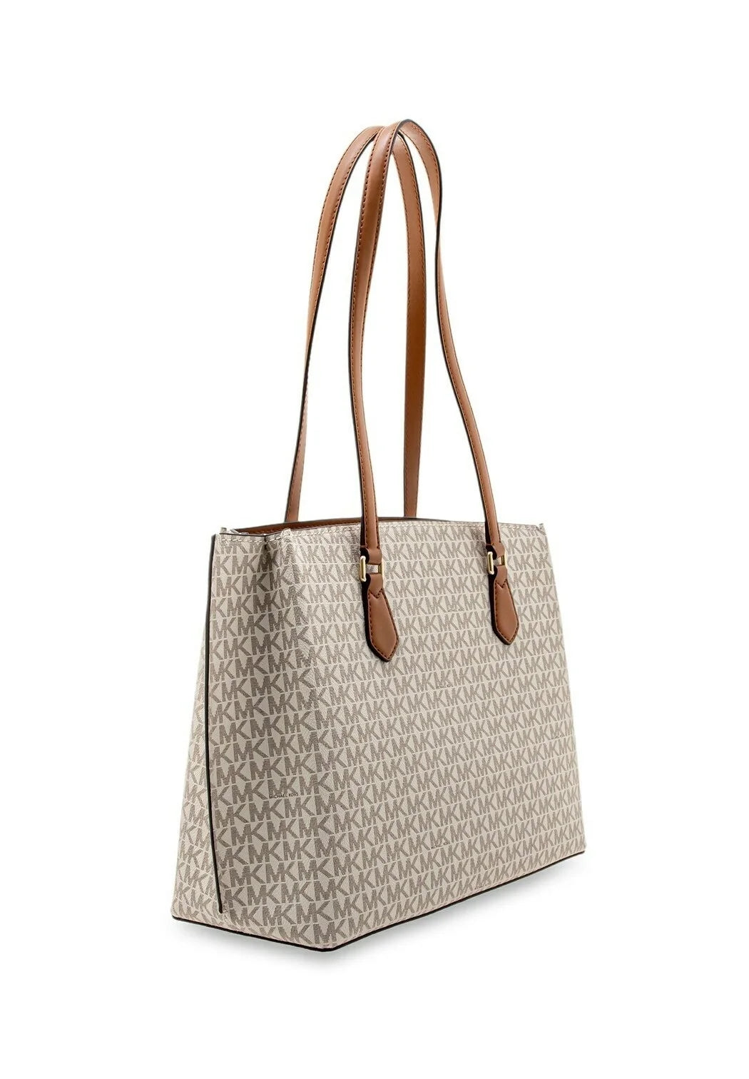 Michael Kors Women's Monogram Signature Medium Tote Shoulder Bag with Lock Charm - Beige #0034