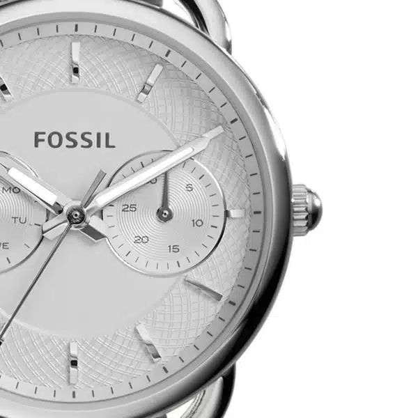 Fossil Tailor ES3712 Women’s Watch – Silver Stainless Steel Bracelet & White Dial | 35mm Quartz Elegant Timepiece