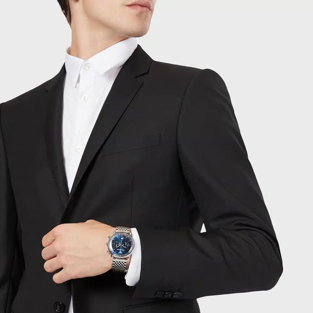 Emporio Armani AR11238 Men’s Aviator Blue Dial Stainless Steel Analog Watch