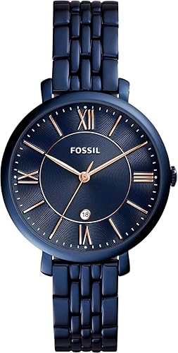 Fossil Jacqueline Women’s Analog Quartz Watch – Blue Dial with Rose-Gold Details (ES4094)