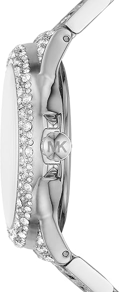 Michael Kors Camille Women’s Chronograph Watch – Silver Stainless Steel with Crystal Accents | Pearl White Dial | 42mm | MK6957