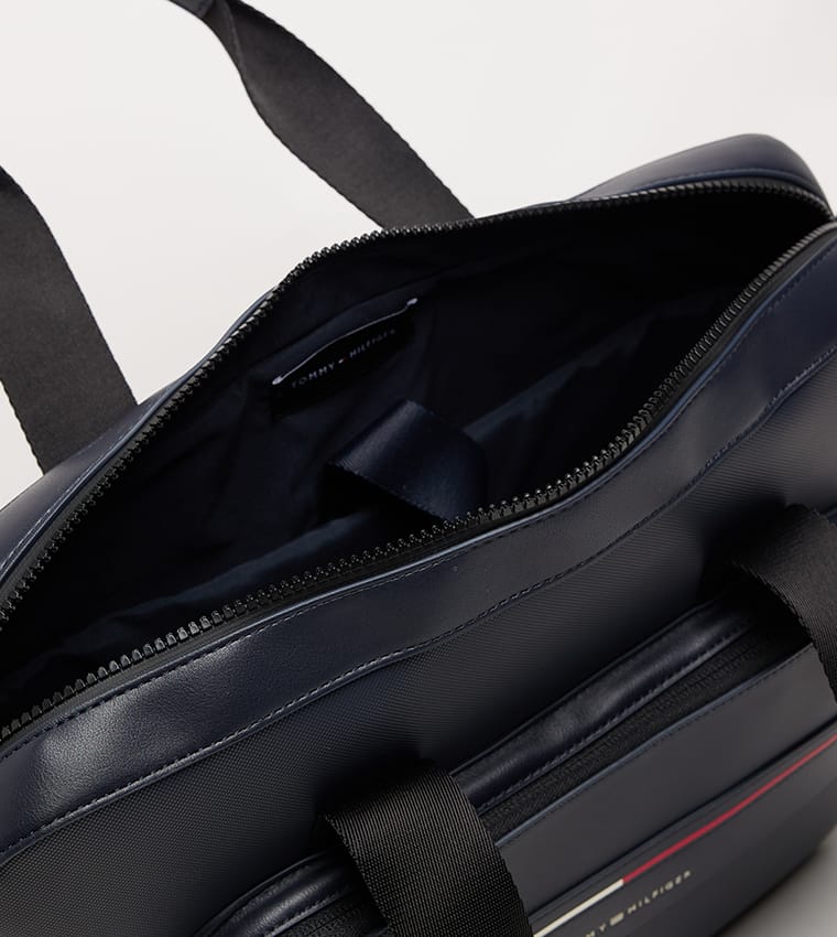 Tommy Hilfiger Navy Laptop Bag for Men – Premium Faux Leather Business Briefcase#NA-1