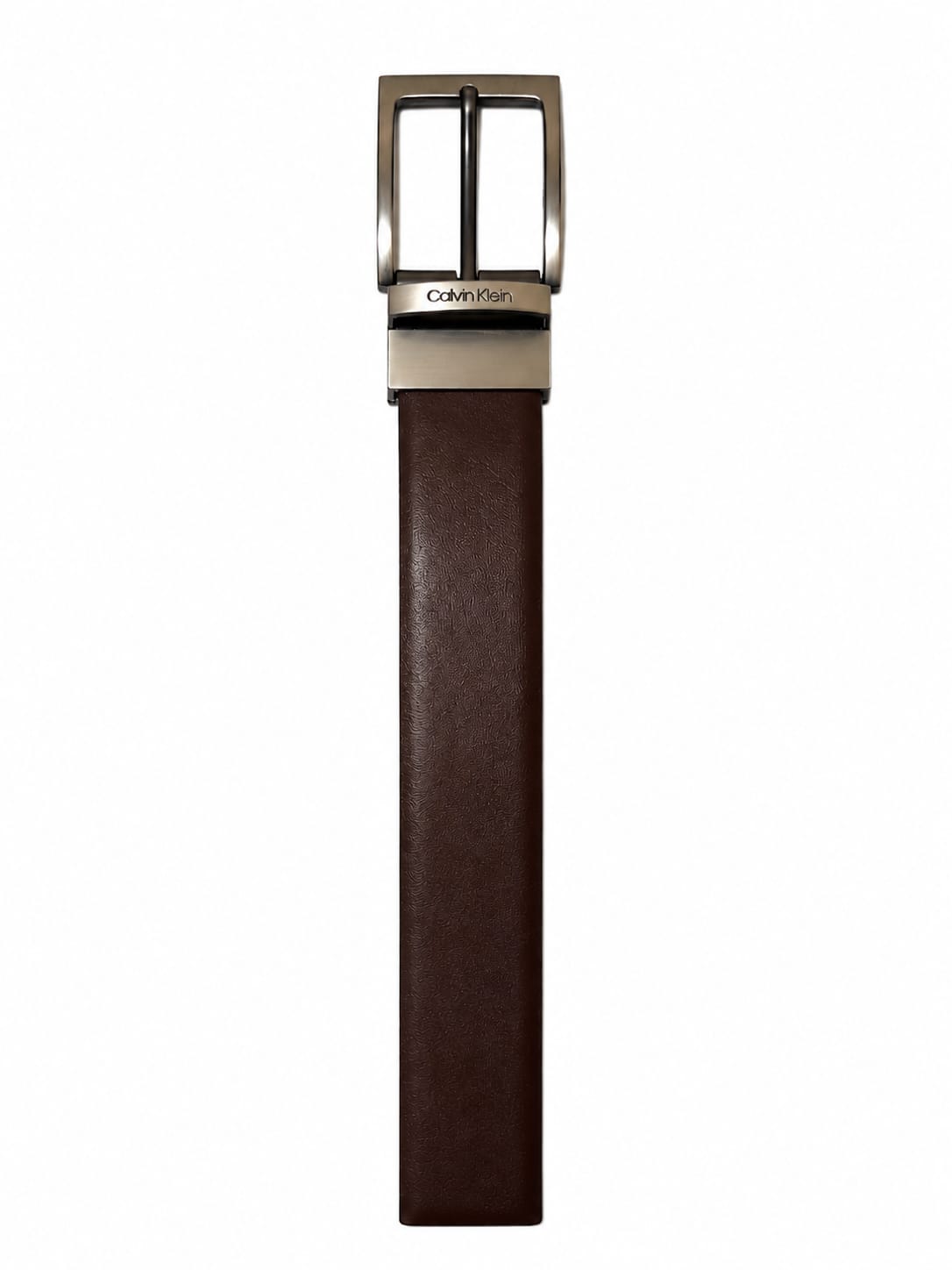Calvin Klein Men's Reversible Leather Belt – Black & Dark Brown with Silver-Tone Buckle#27