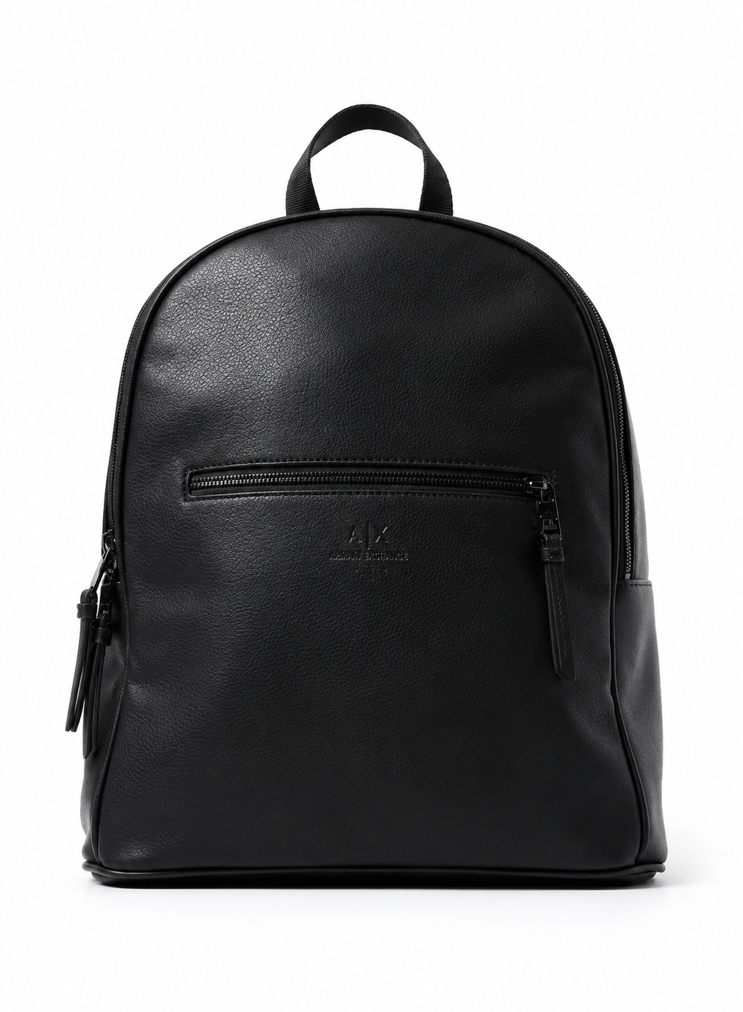 Armani Exchange Black Leather Backpack – Premium Minimalist Urban Laptop & Everyday Backpack#0002