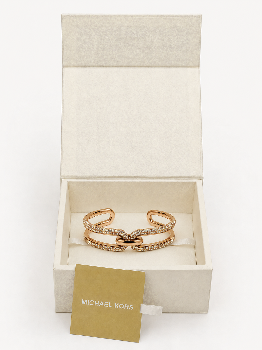 Luxury Rose Gold Women's Open Cuff Bracelet – Elegant Chain-Inspired Design#02