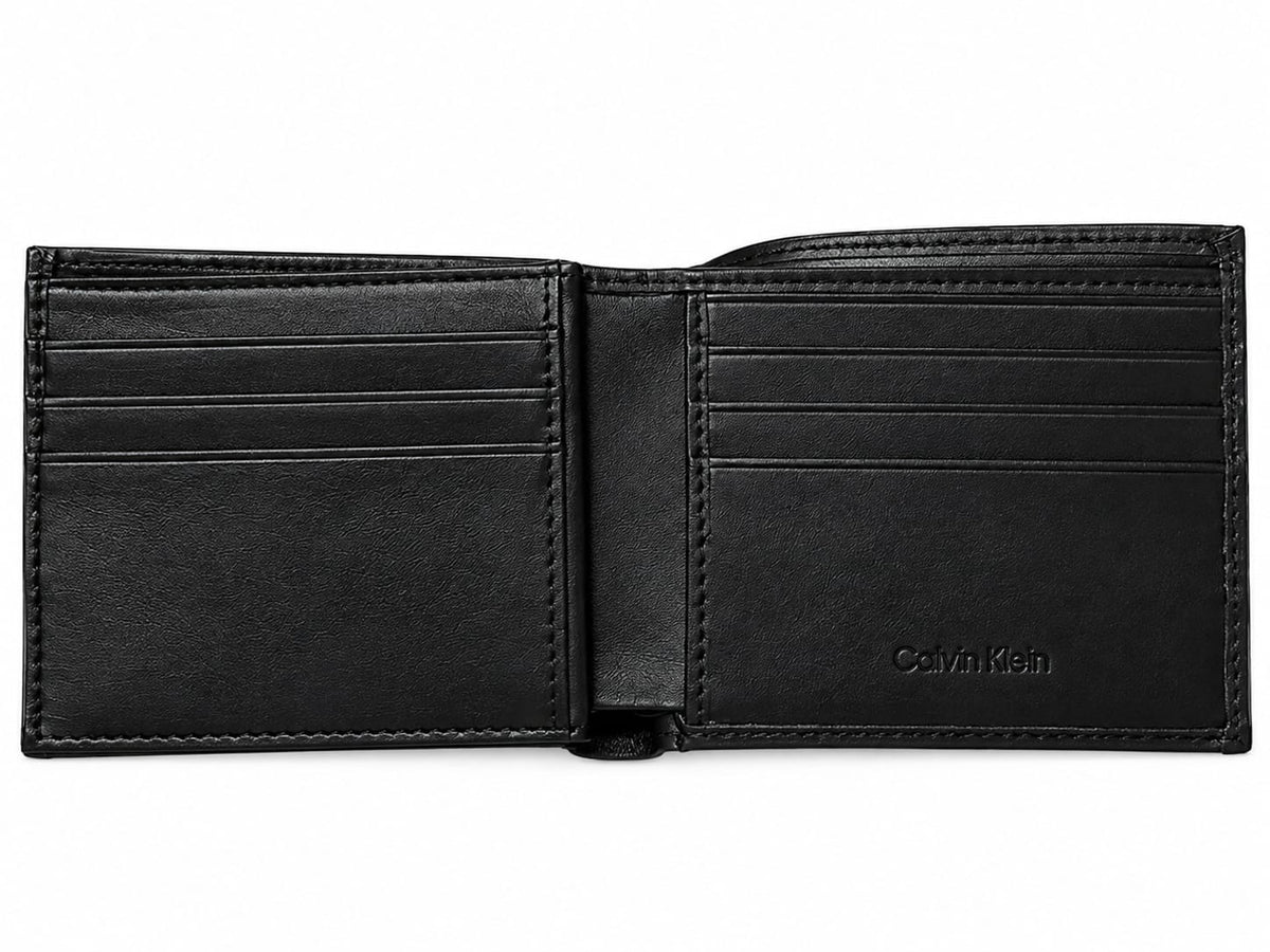 Calvin Klein Men's Black Bifold Wallet with Multiple Card Slots and ID Window#33
