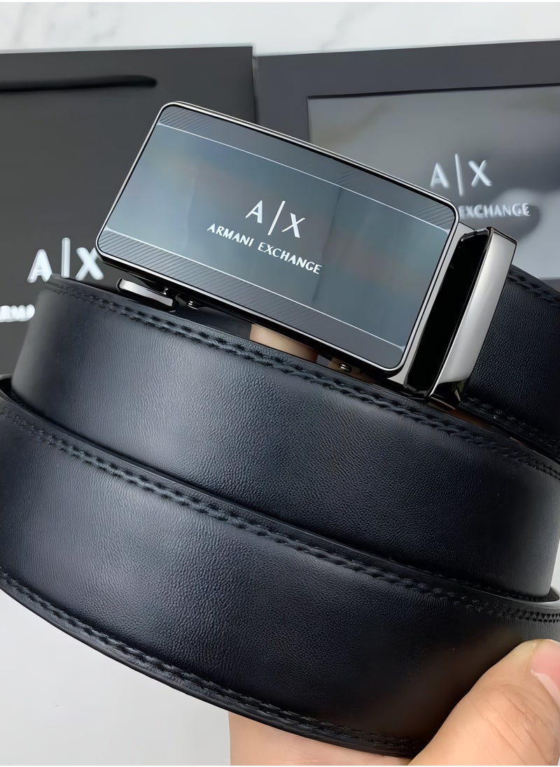 AX Black Leather Belt For Men
