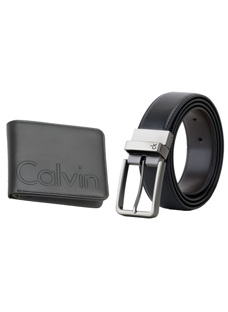 CK Black Leather Wallet-Belt Set For Men #5