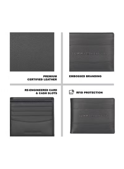 Tommy Hilfiger Emmet Men’s Leather Global Wallet – Black Bi-Fold Wallet with RFID Protection#81