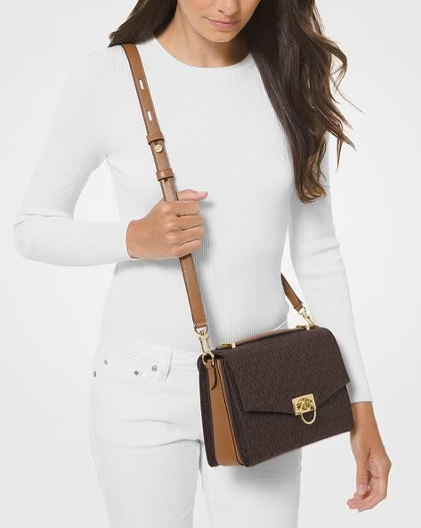 Michael Kors Hendrix Logo Crossbody Bag, Brown#0071