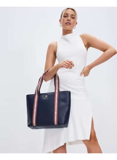 Tommy Hilfiger Women’s Black Tote Bag – Luxury Edition with Signature Striped Handles#65