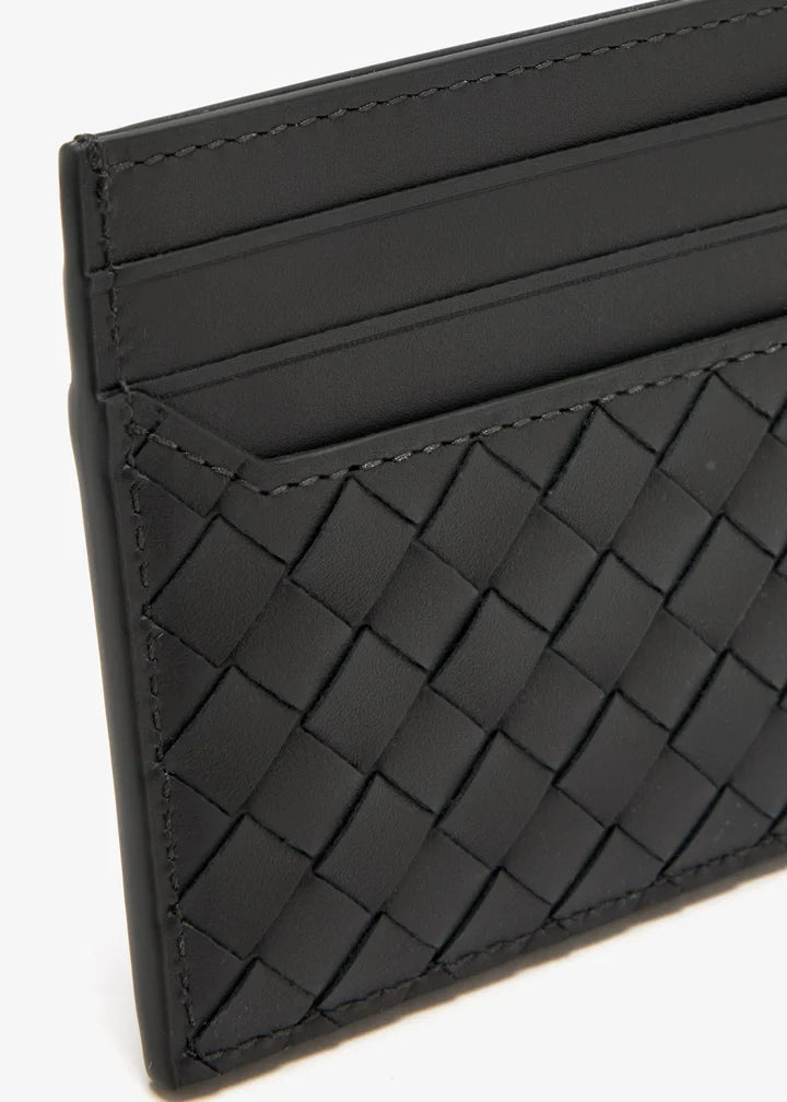 Bottega Veneta Piccolo Intrecciato Card Holder in Calf Leather – Black#1