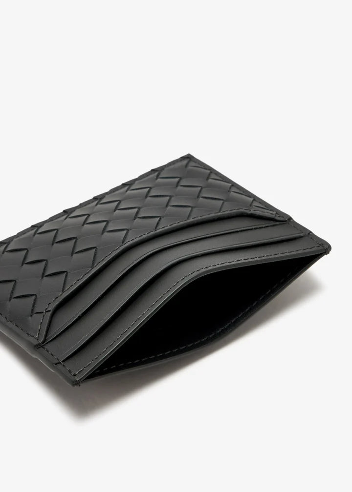 Bottega Veneta Piccolo Intrecciato Card Holder in Calf Leather – Black#1