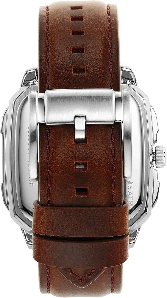 Fossil Inscription Automatic Skeleton Watch – Blue Dial with Brown Leather Strap (Model BQ2571)