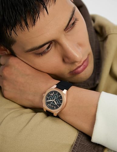 A|X Armani Exchange Sync Men’s Chronograph Watch – Black & Rose Gold