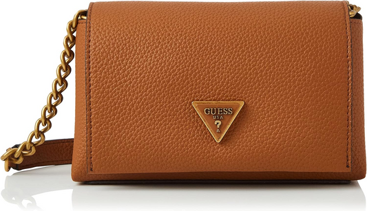 Guess Downtown Chic Mini Xbody Flap Bag – Brown Faux Leather Crossbody
