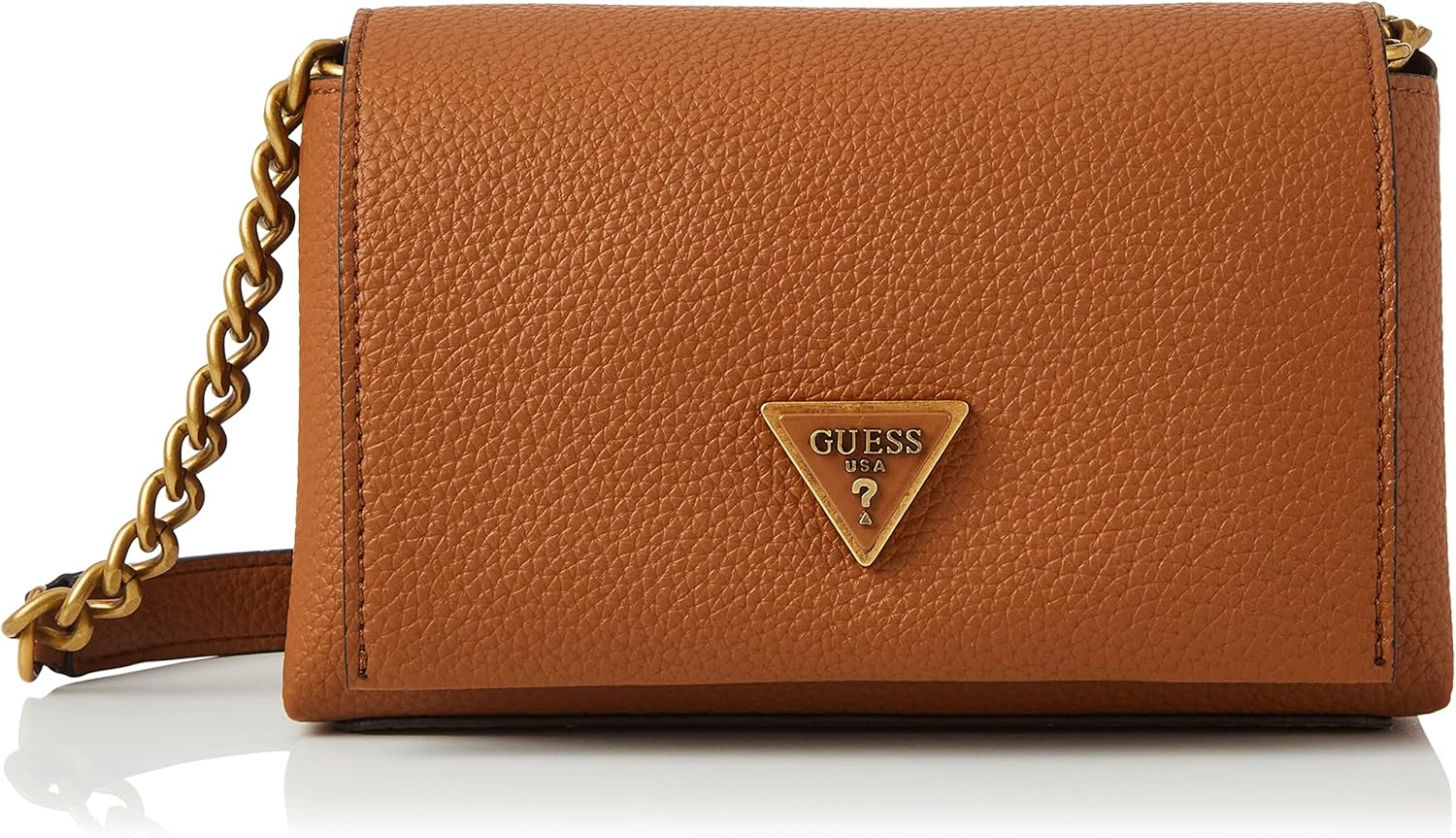 Guess Downtown Chic Mini Xbody Flap Bag – Brown Faux Leather Crossbody #72