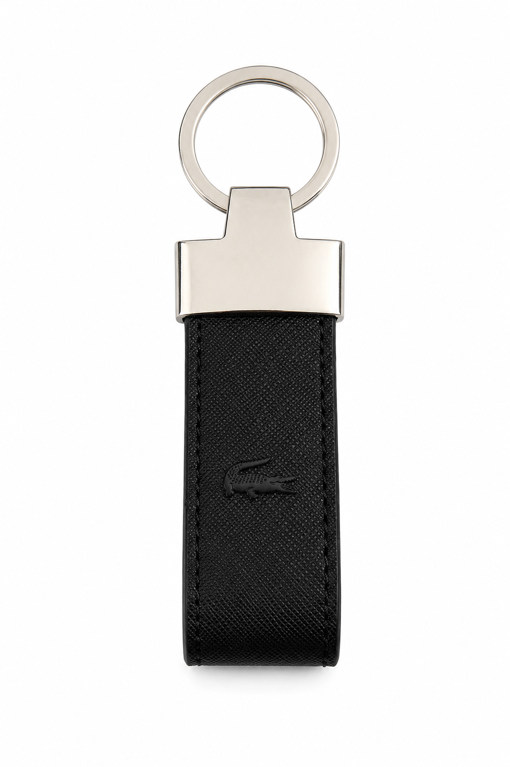 LACOSTE Men's Premium Leather Gift Set – Black Wallet, Card Holder & Keychain#01