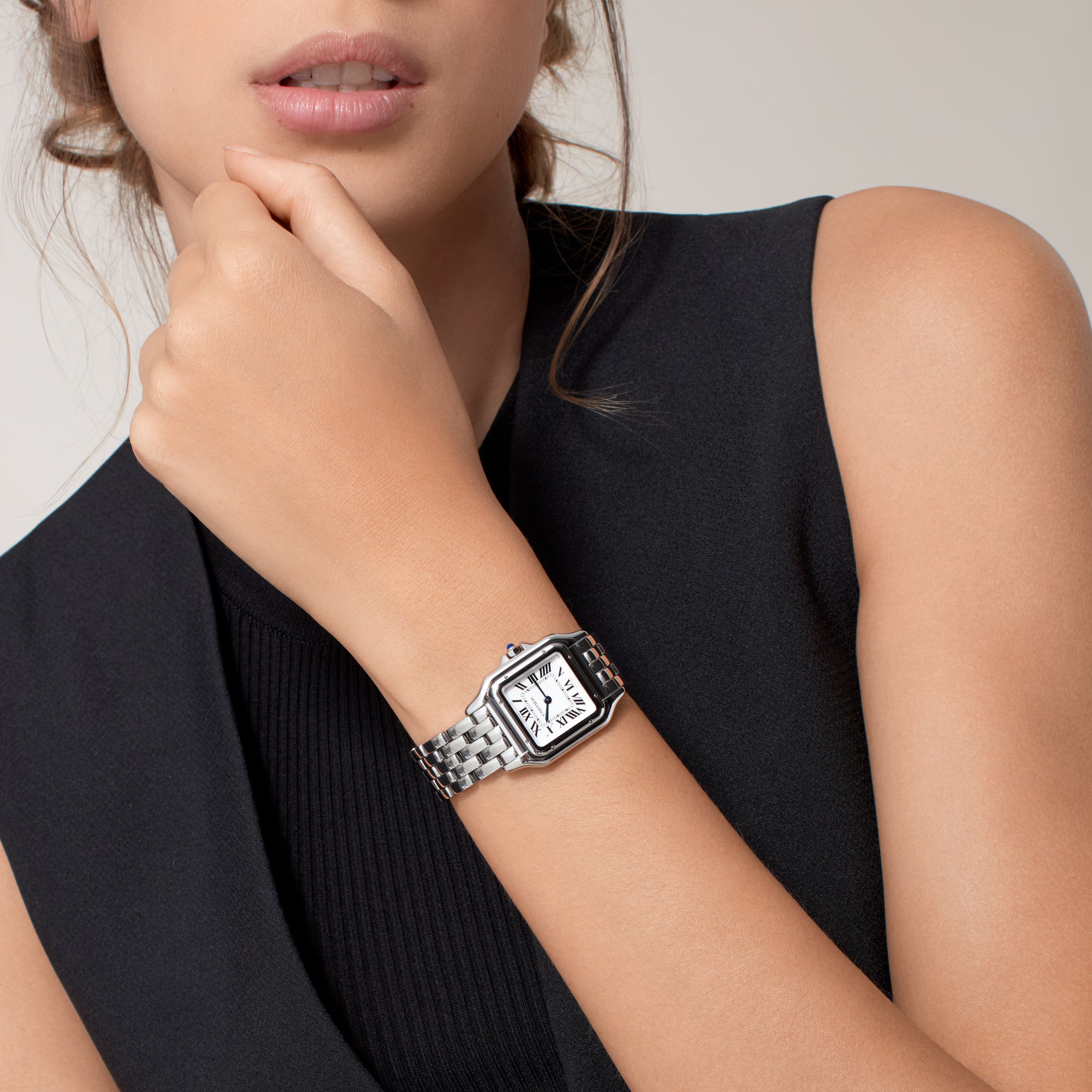 Panthère de Cartier watch White Dial Silver Strap medium model